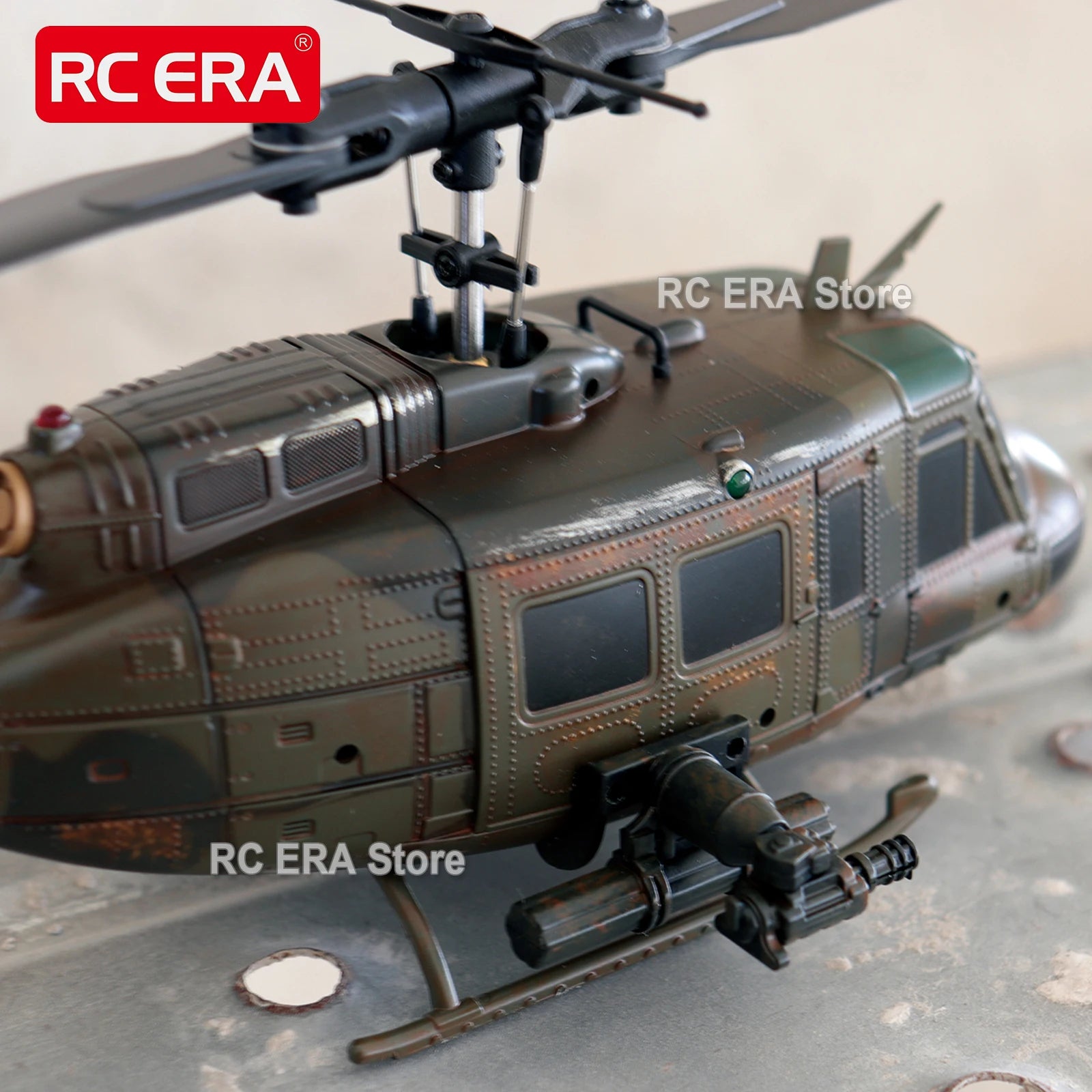 RC ERA Camouflage Weathered C032 UH1 Huey RC Helicopter 2.4G Gyro Optical Flow TOF Stabilized Remote Control Toys For Adult image 2