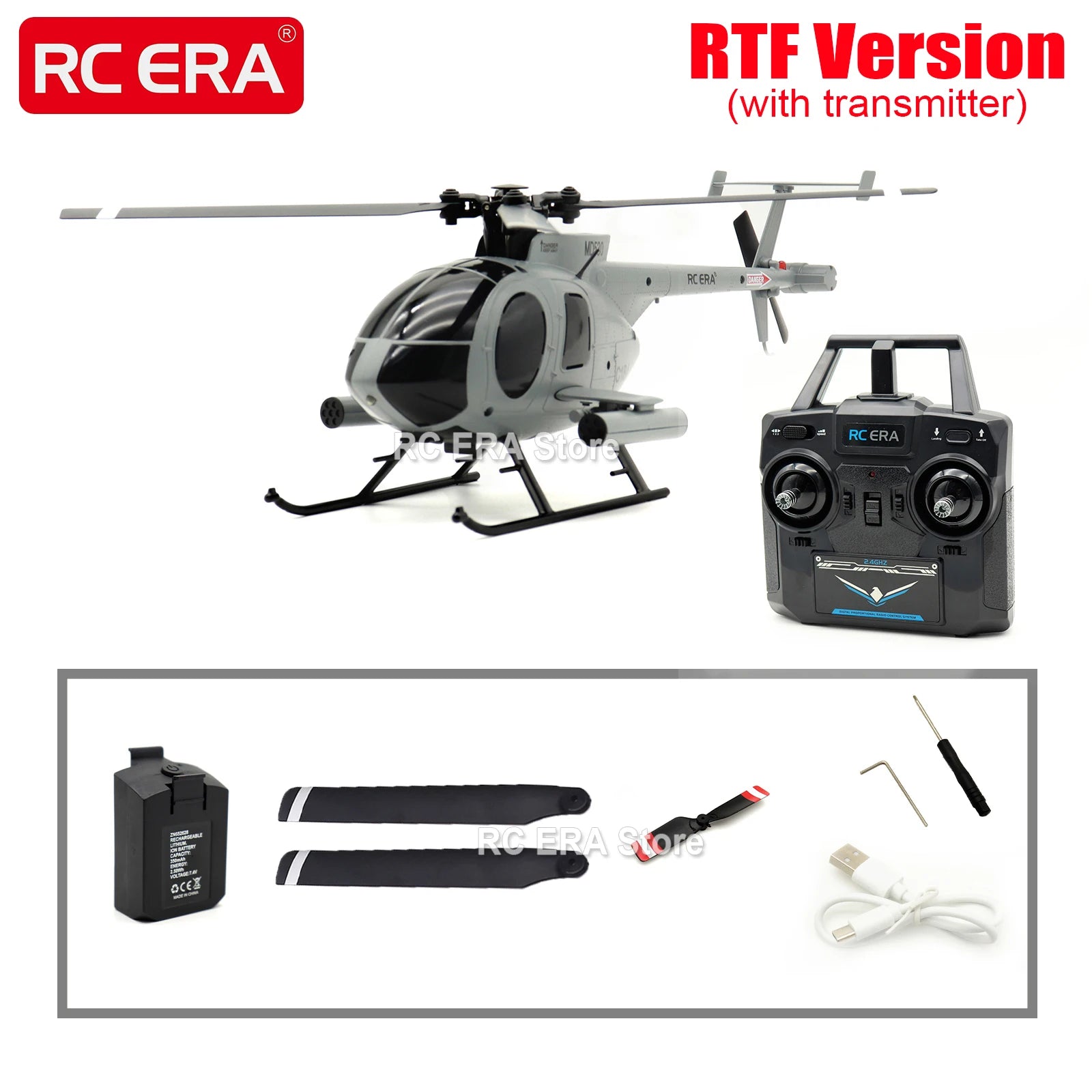 RC ERA C184 MD500 Gyro Optical Flow Auto-Stabilized Micro Size RC Helicopter for Adults Beginners Remote Control Model Toys - with transmitter G image