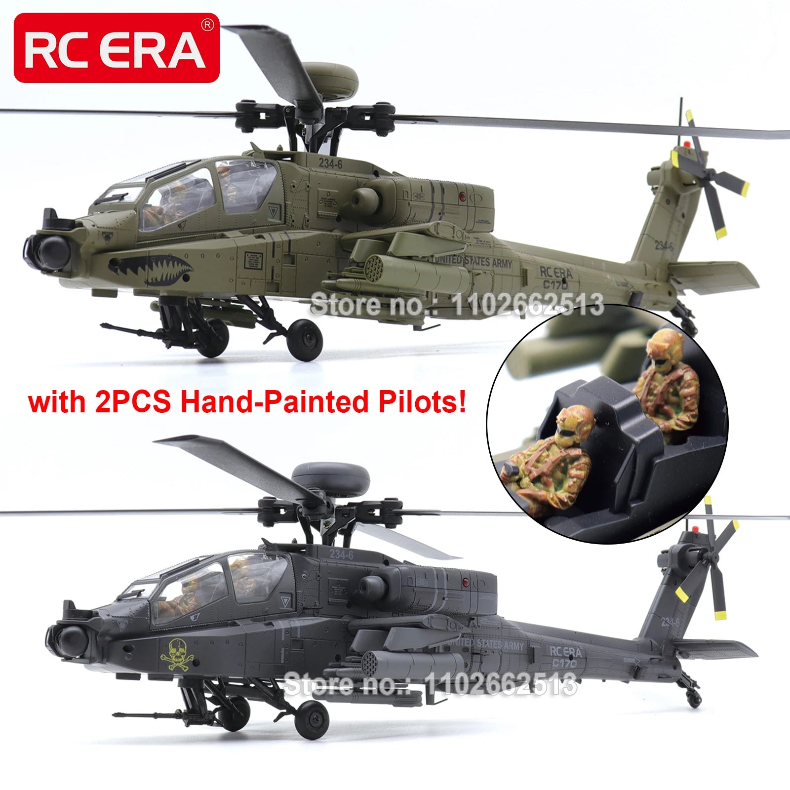 RC ERA C170 AH-64 Apache 6CH Brushless Auto Stabilized RC Helicopter with 2 Camouflage Pilot Figures Hobby Aircraft for Adults image 0
