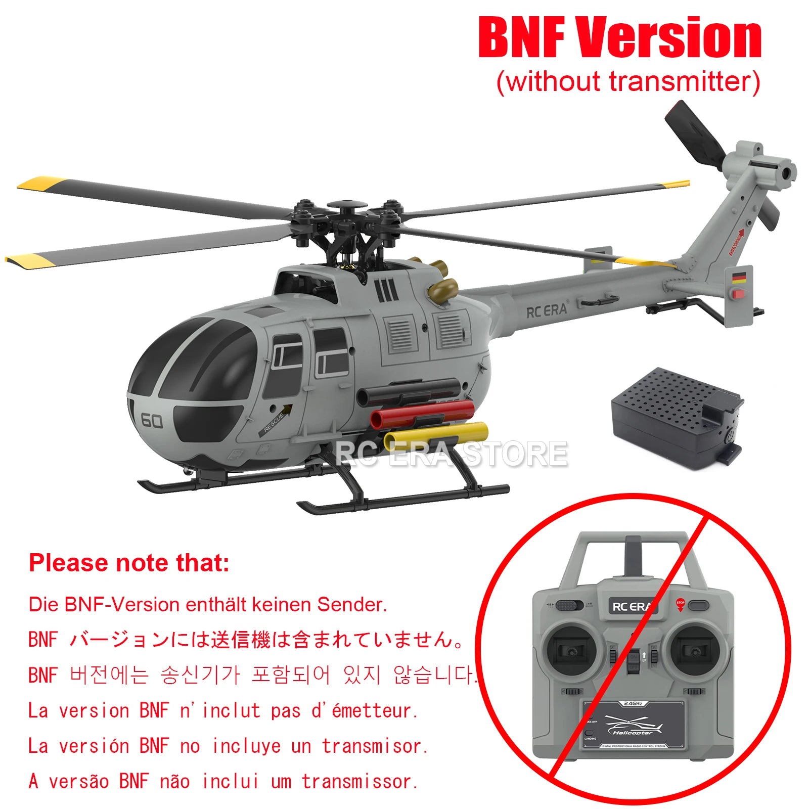 RC ERA C186S Brushless BO105 RC Helicopter 2.4G 6-Aixs Gyroscope 4CH Altitude Hold Optical Flow Remote Control Toys for Adult image 5