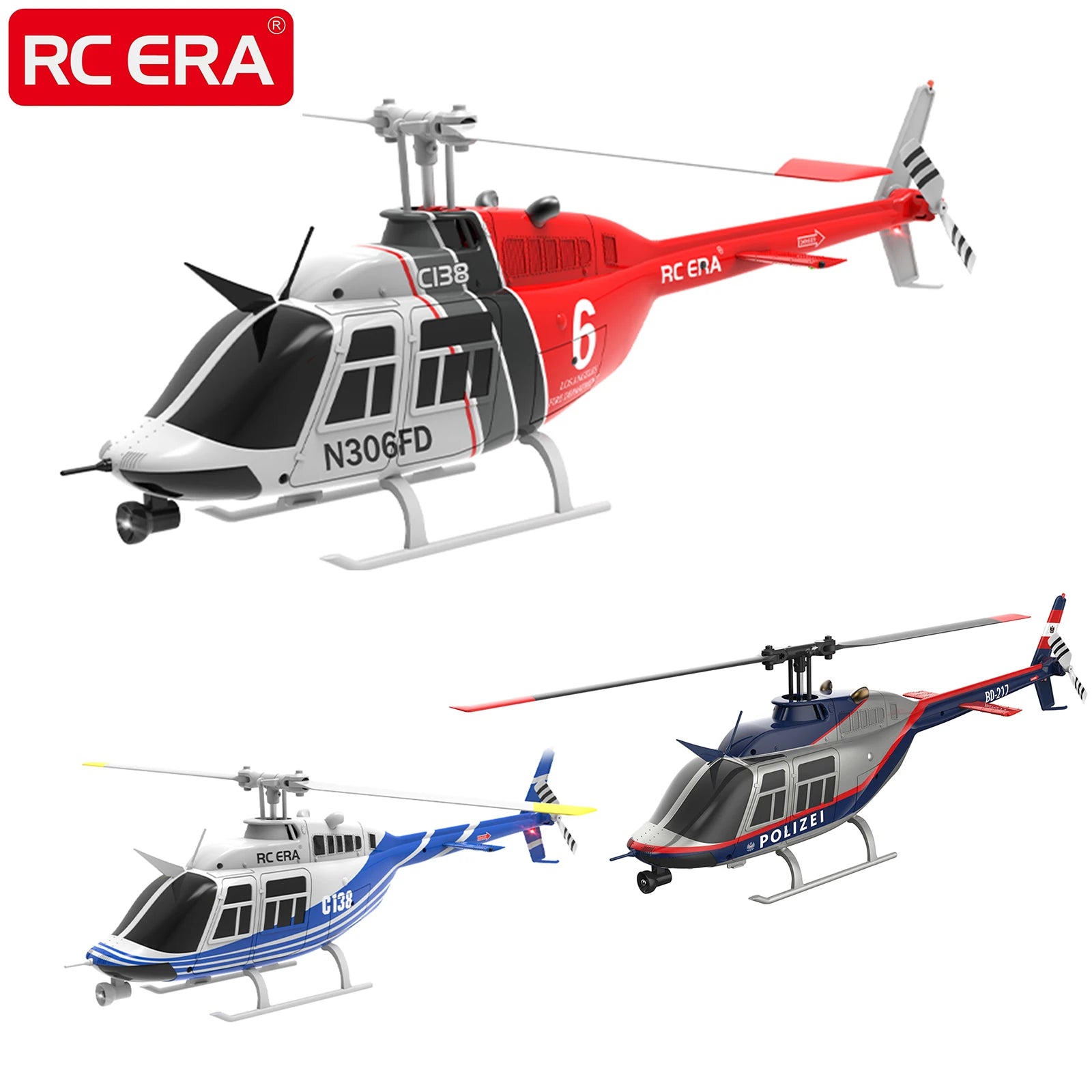RC ERA C138 BELL 206 Jet Ranger 6-axis Gyro Stabilized Altitude Hold 4ch RC Helicopter Aircraft Hobby for Adults -RTF image 0