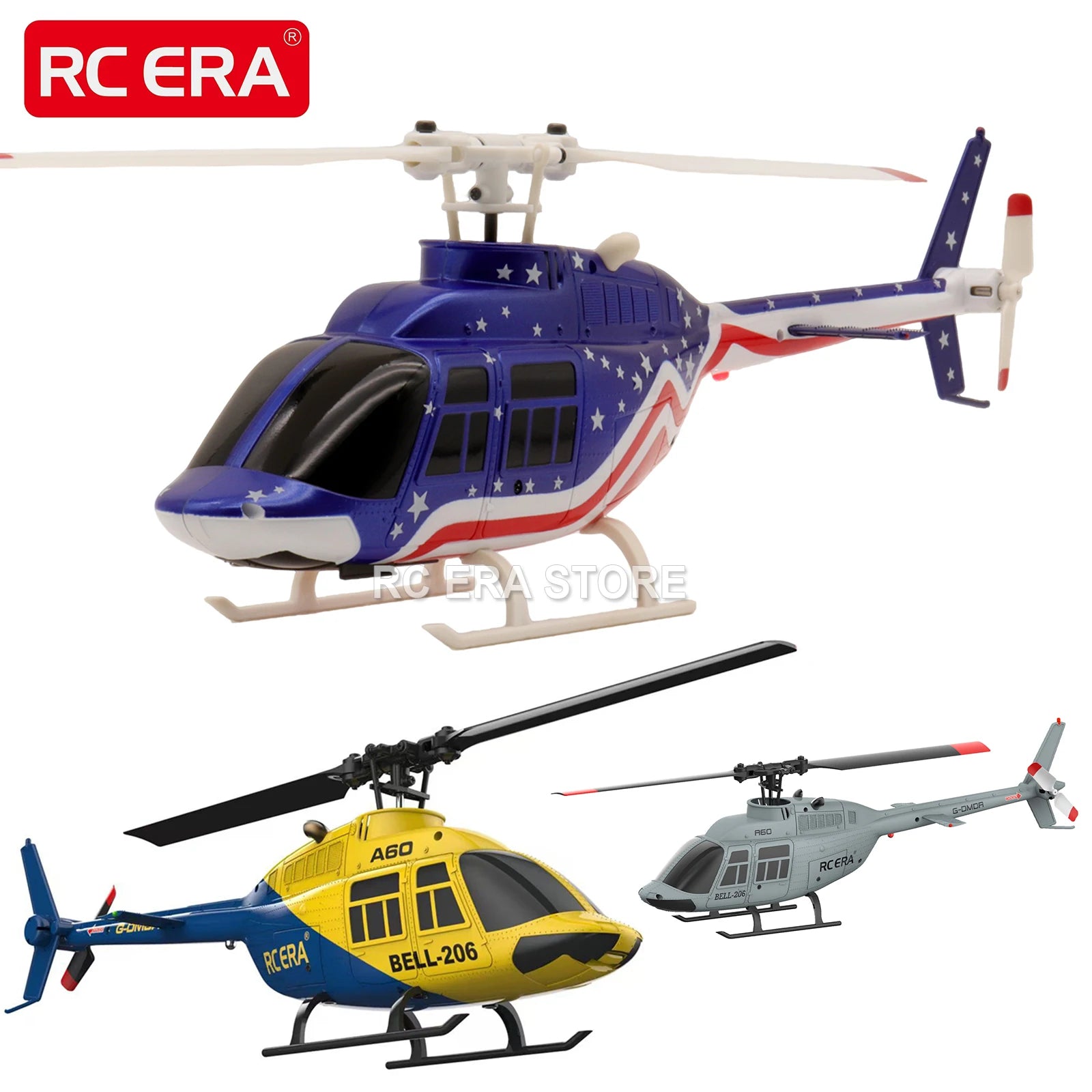RC ERA A60 Mini Bell206 RC Helicopter 2.4G 6-Aixs Gyroscope 4CH Altitude Hold Remote Control Plane Toys For Adult Gift image 0