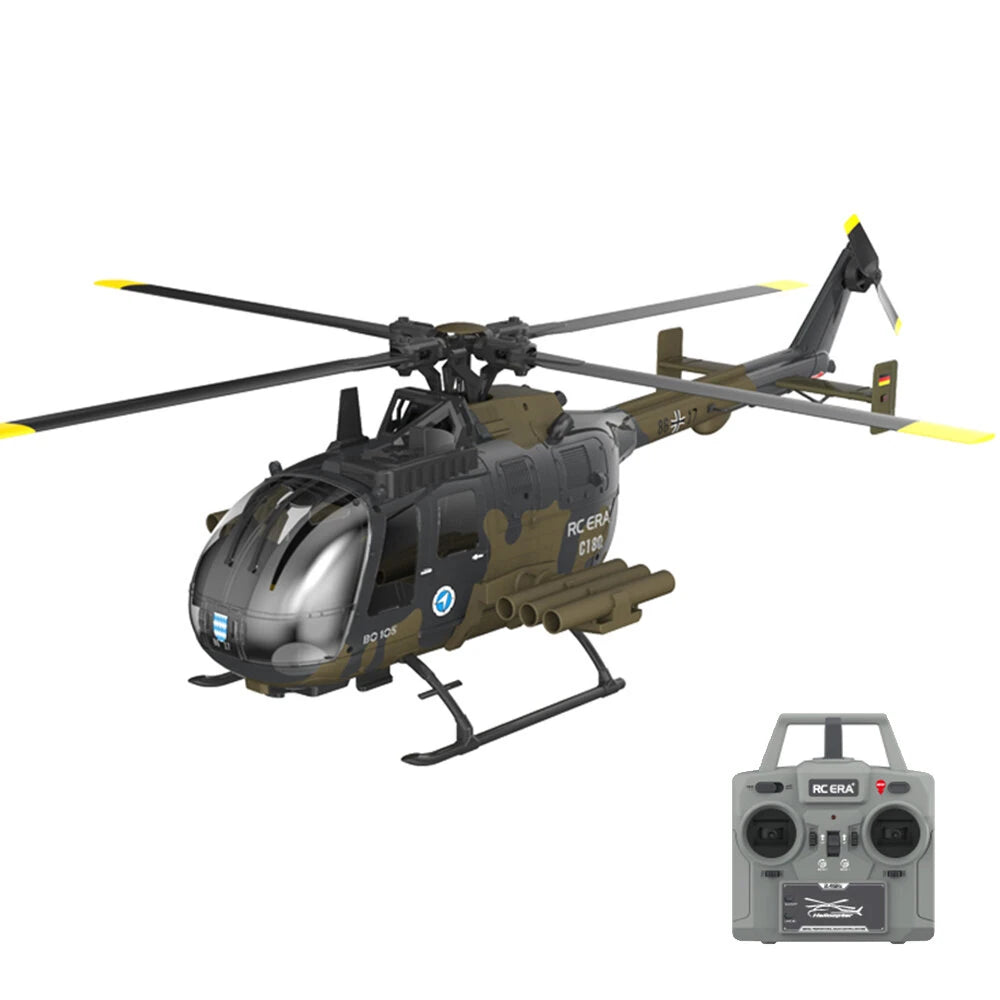 RC ERA C180 BO-105 2.4G 6CH 6G 1:25 Scale Altitude Hold Optical Flow Positioning TOF Altitude Hold Dual Brushless Motor Flybarless RC Helicopter RTF