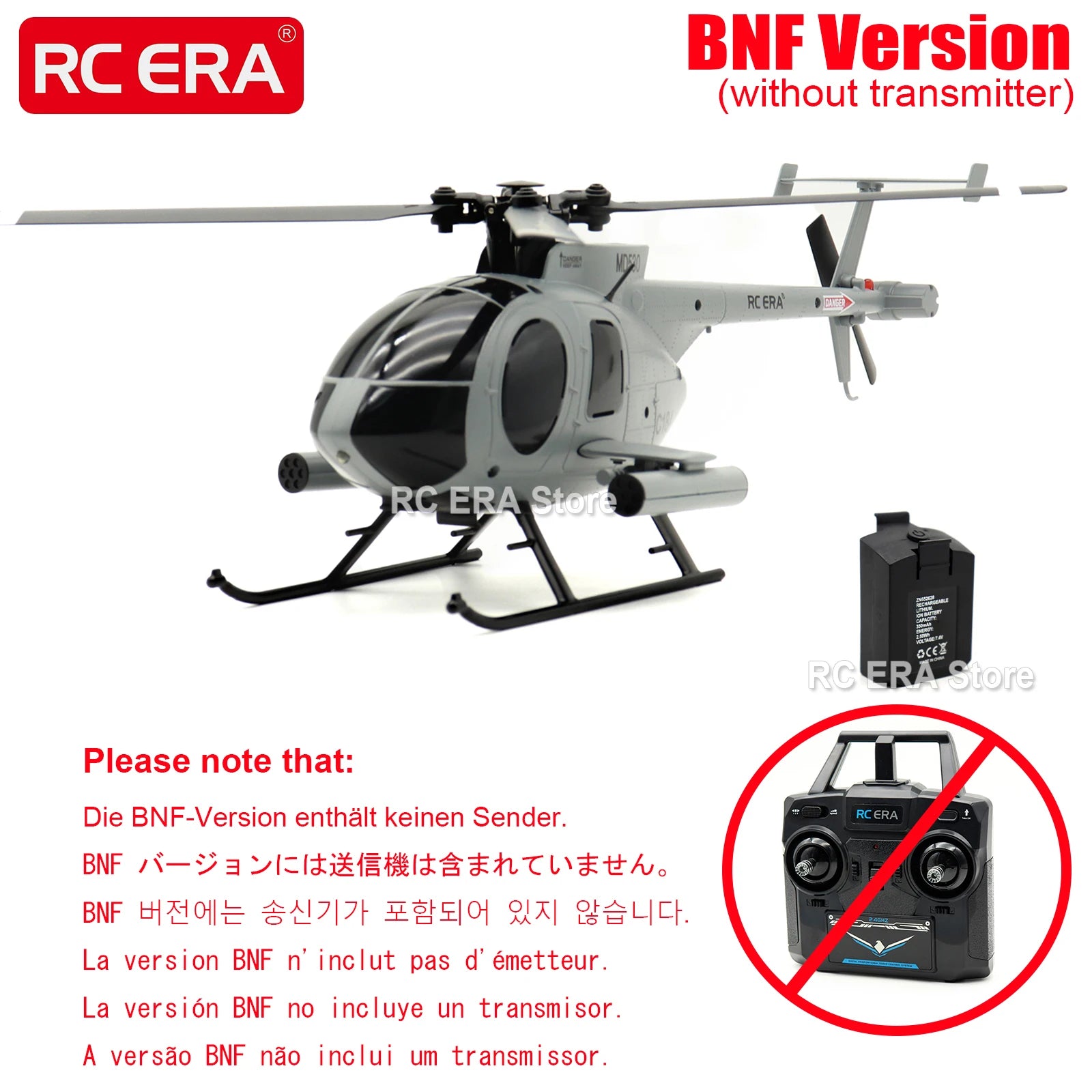 RC ERA C184 MD500 Gyro Optical Flow Auto-Stabilized Micro Size RC Helicopter for Adults Beginners Remote Control Model Toys - no transmitter G image