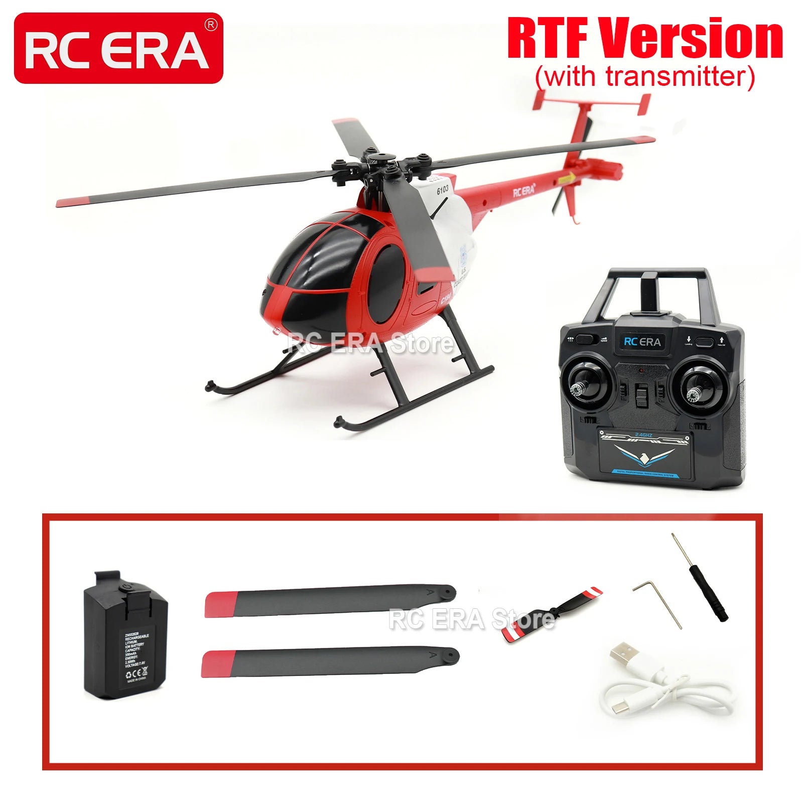 RC ERA C184 MD500 Gyro Optical Flow Auto-Stabilized Micro Size RC Helicopter for Adults Beginners Remote Control Model Toys image 4