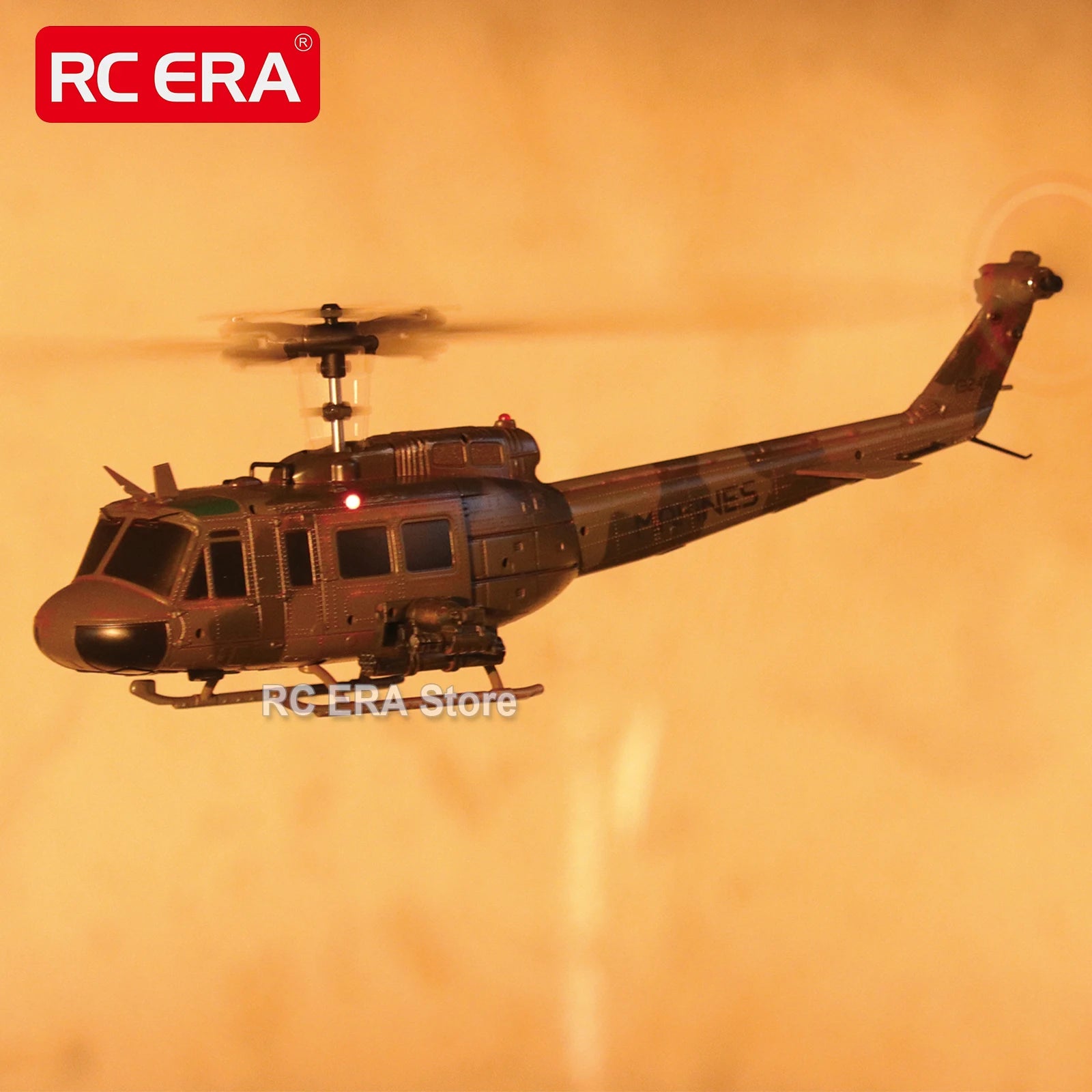 RC ERA Camouflage Weathered C032 UH1 Huey RC Helicopter 2.4G Gyro Optical Flow TOF Stabilized Remote Control Toys For Adult image 1