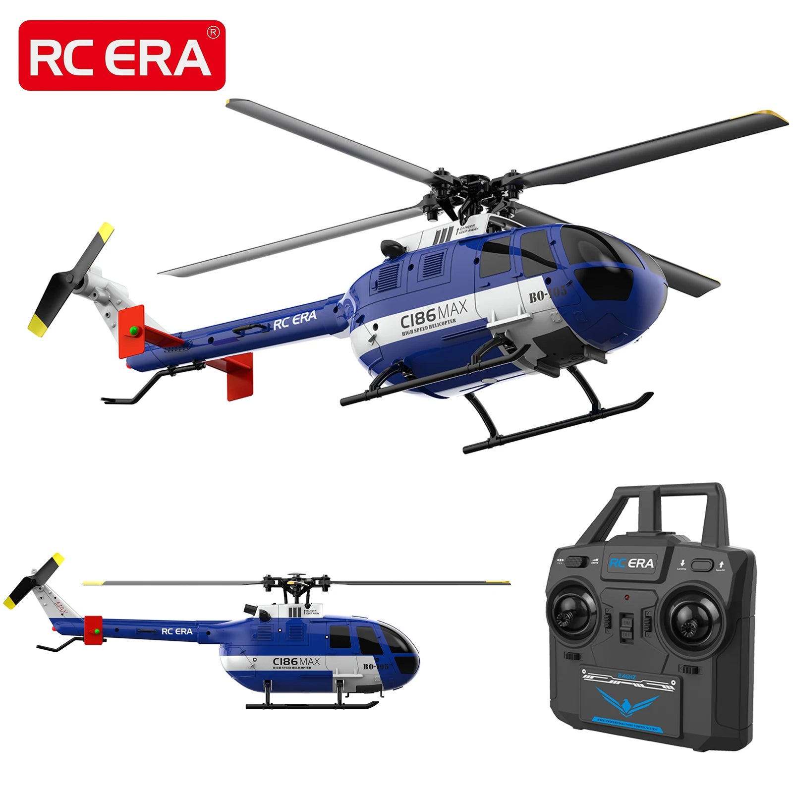 RC ERA C186 MAX BO105 Optical Flow Positioning 4CH RC Helicopter for Adults Remote Control Aircraft with Gyro Stabilized image 0