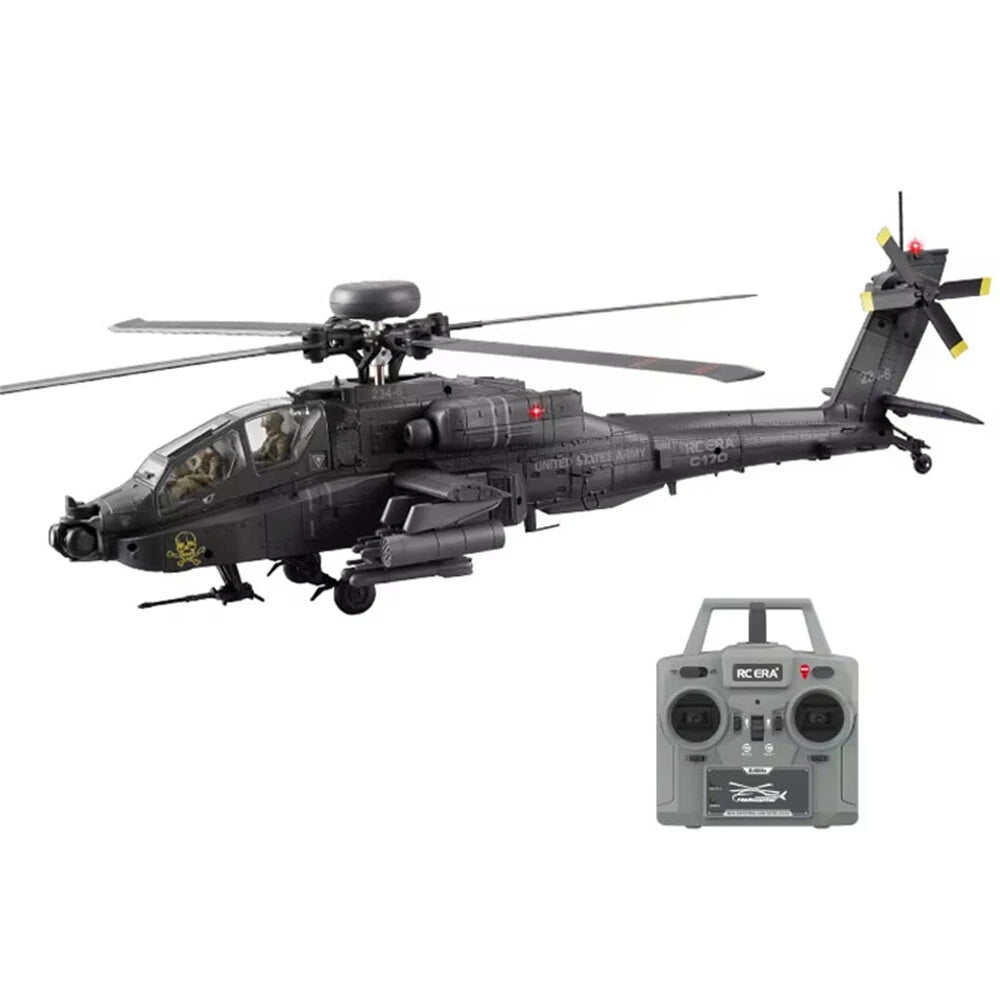 RC ERA C170 AH-64D Apache 2.4G 6CH 6G 1:48 Scale Altitude Hold Optical Flow Positioning TOF Altitude Hold Flybarless RC Helicopter RTF