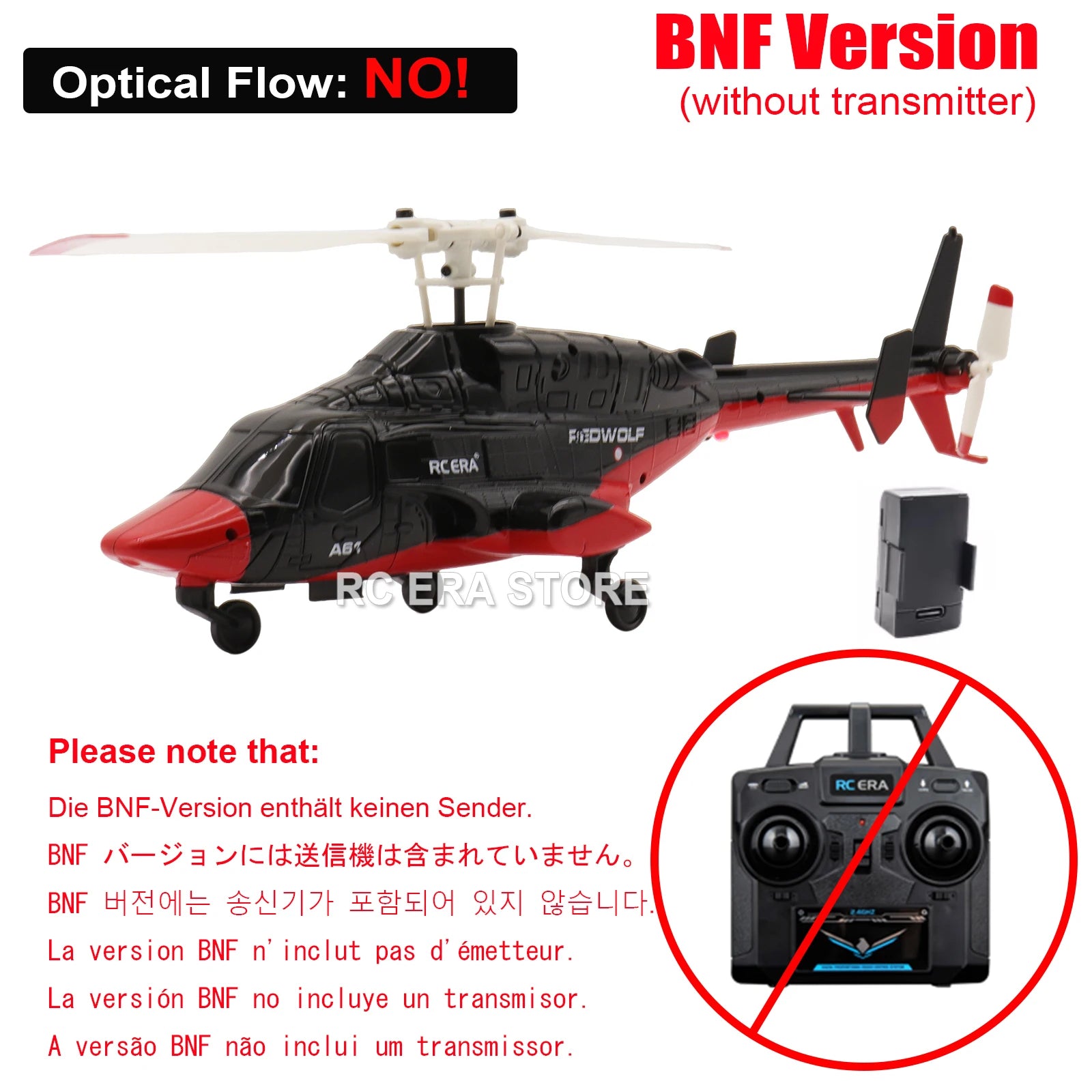 RC ERA A61 Mini Airwolf 4CH RC Helicopter 2.4G 6-Aixs Gyro Stabilized Altitude Hold Remote Control Helicopter Toys For Kid Adult - BNF no optical flow-173 image