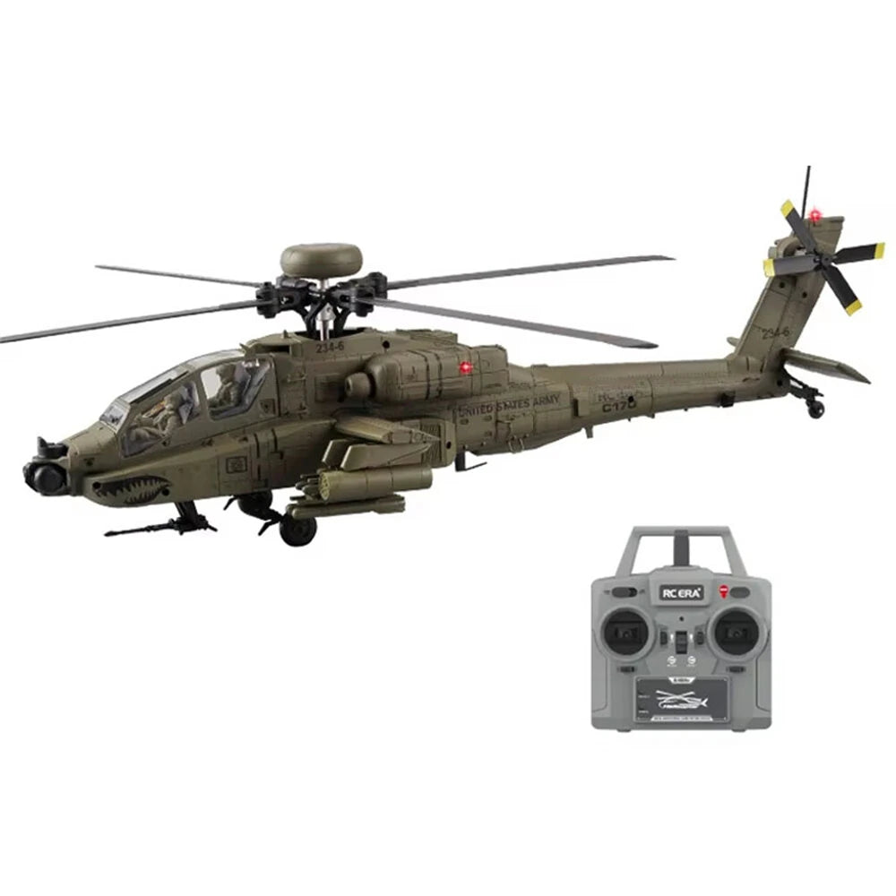 RC ERA C170 AH-64D Apache 2.4G 6CH 6G 1:48 Scale Altitude Hold Optical Flow Positioning TOF Altitude Hold Flybarless RC Helicopter RTF