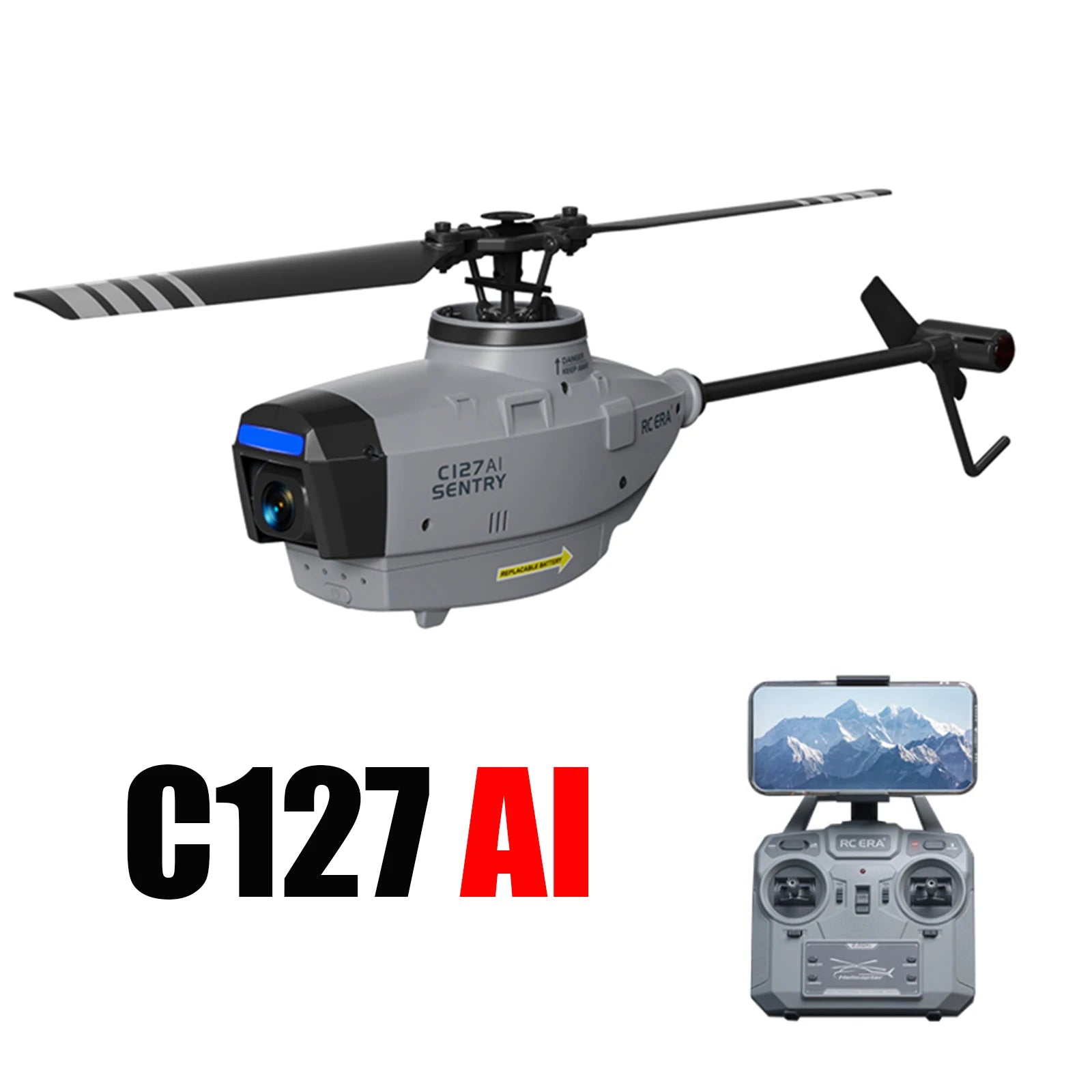 RC ERA C127AI C127 C128 2.4G 6-Axis Gyro Stabilized Flybarless Professional RC Helicopter 4ch Remote Control Aicraft for Adult image 3