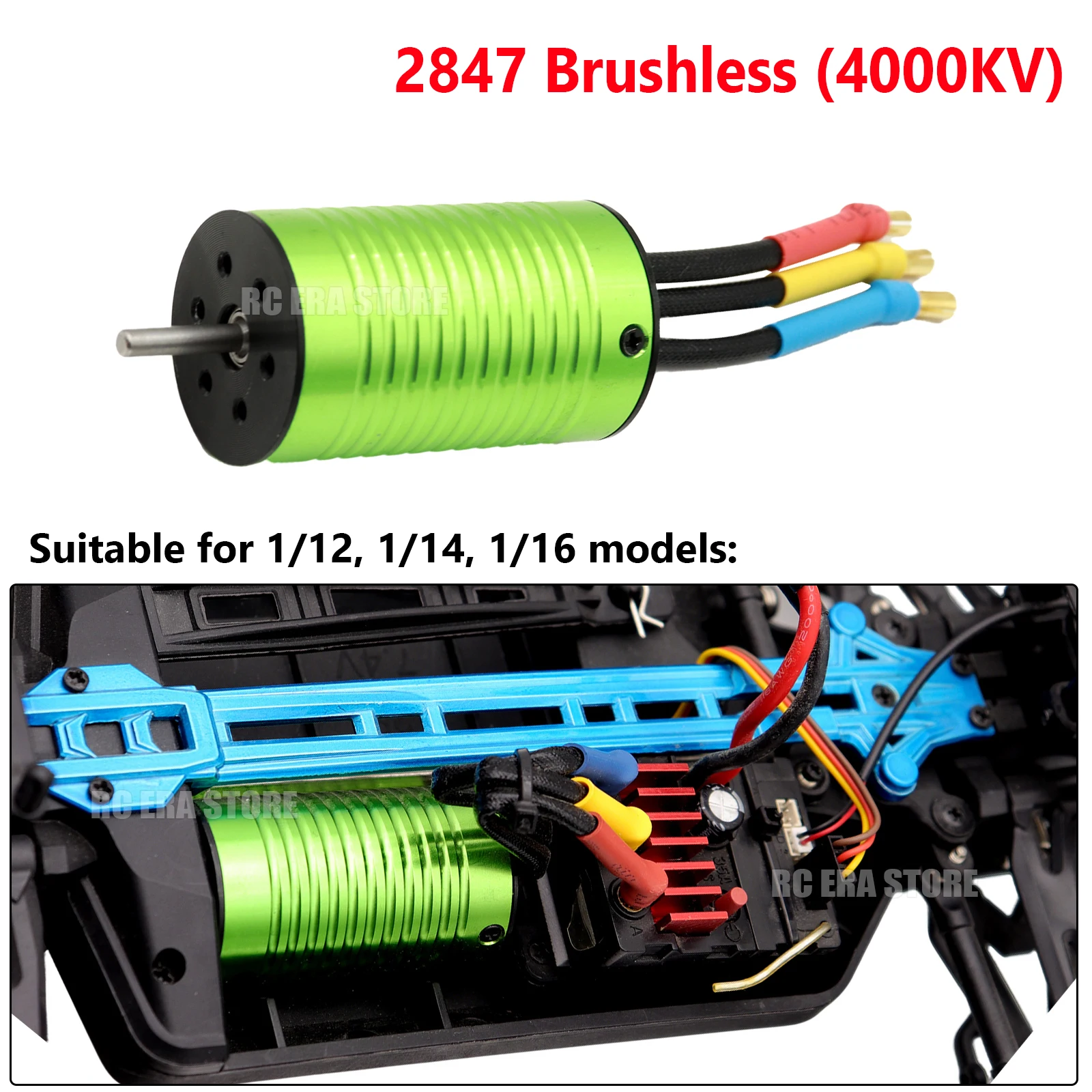 High-Speed 4000KV 2847 Brushless Motor Upgrade Parts for JJRC Q130 SCY16101 Pro 16102 Pro 1/12 1/14 1/16 RC Car Replacement